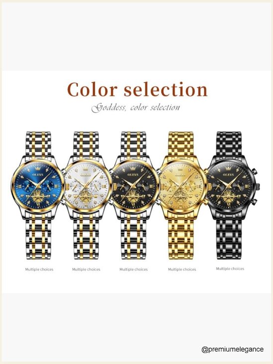 Multifunctional Two Tone Diamond Watch Women Stainless Steel Waterproof main image 4